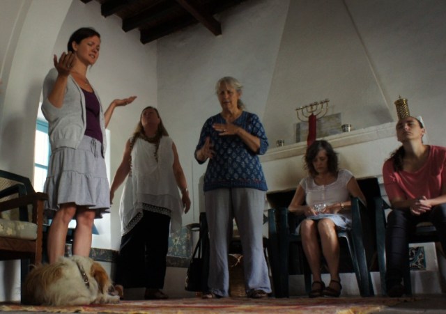 In the prayer room with friends in Cyprus, including Rosie the dog.